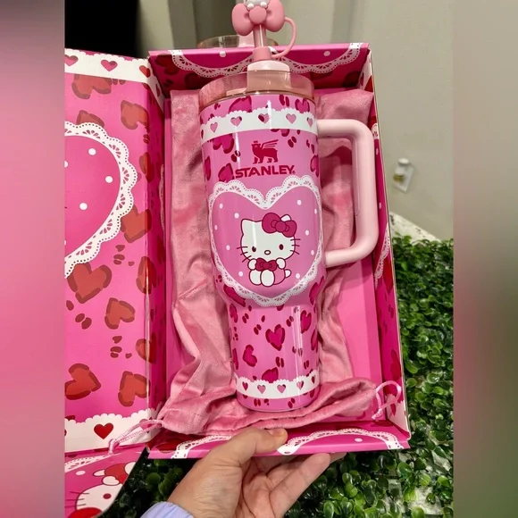Customized Stanley Pink Heart Tumbler with Hello Kitty - Picture 2 of 6